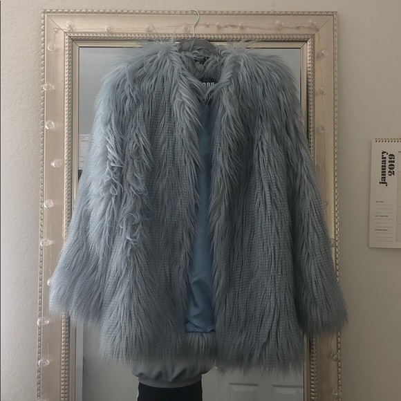 Jackets & Blazers - New! Hand Made Blue Faux Fur Coat